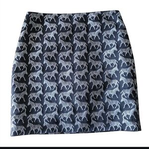 J.Crew Factory Black Silver Zebra Jacquard Artsy Preppy Lined Mini Skrt Size 0